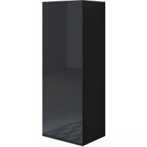 Mobile Sospeso Vetrina Soggiorno Moderno Salotto Vetrinetta Pensile 40x126x28cm Modello Luke V1 Nero lucido