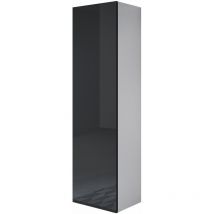 Mobile Sospeso Vetrina Soggiorno Moderno Salotto Vetrinetta Pensile 40x165x28 Modello Luke V4 Bianco e Nero lucido
