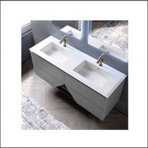 Baden Haus - Mobile Sospeso 1973 - Dimensione 140 cm - Grafite - 4 Cassetti - Lavabo in Resina