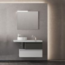 Liberoshopping - Mobile sospeso bagno top 100 con lavabo tondo e 2 moduli grafite e bianco NINFA2