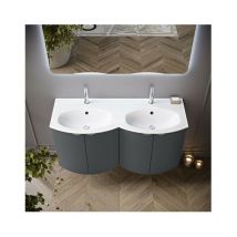 Baden Haus - Mobile Sospeso Eclisse - Dimensione 138 cm - Grafite - 4 Ante - Doppio Lavabo in Resina