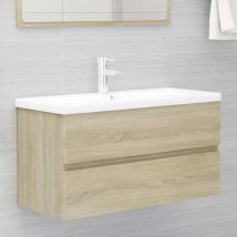 Mobile Sottolavabo,Armadietto da Bagno Sotto Lavello,Credenza Sottolavabo Rovere Sonoma 90x38,5x45 cm in Truciolato XZZ653306 BonneVie