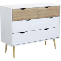 Mobile terence in legno naturale con 4 cassetti 99 x 39 x H82 cm bianco
