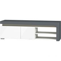 Petits-meubles - Mobile tv 1 anta 1 cassetto Teo bianco e grigio 159cm