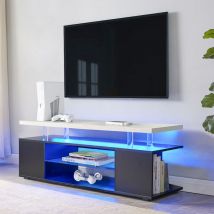 Hauss Spole - Mobile tv 128x40x50cm, led, scomparto aperto, centro di intrattenimento per giochi, tavolo console di stoccaggio, grigio scuro
