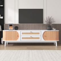 Hauss Spole - Mobile tv 170 x 39,5 x 46 cm, cassetti in rattan, bianco