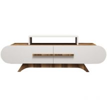 Cotecosy - Mobile tv 2 ante decor noce e bianco L145 cm - Rose