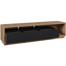 Petits-meubles - Mobile tv 3 cassetti Asten nero e marrone 200cm
