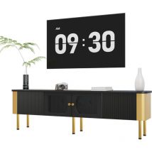 Okwish - Mobile tv con cassetti e pannelli delle ante dalla forma particolare, maniglie e gambe dorate, forma a cerchio