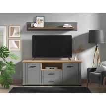 Zenzero Shop - Mobile tv contemporaneo con cassetti, finitura Rovere e Grafite