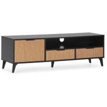 Mobile TV Denis 1 anta e 2 cassetti, colore Nero/Legno