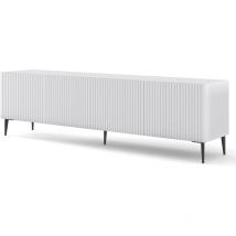 Bim Furniture - Porta tv ravenna b 200 cm 4D fresato bianco opaco + piedini