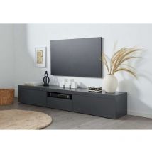 Web Furniture - Porta Tv Lowboard 220 Essential Antracite Opaco 2 Ante 1 Ribalta