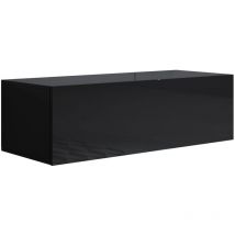Muebles Bonitos - Mobile tv Sospeso Mobile da Soggiorno Porta tv Salotto Stilo Moderno 1 Anta 100x30x40cm Modello Luke H1 Nero Finitura Lucida