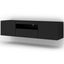 Bim Furniture - Mobile tv aura 150 cm a parete o in piedi, nero opaco