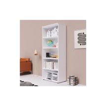 Armadio in legno bianco frassinato – 4 ripiani regolabili – 90 cm larghezza, 45 cm profondità, 212 cm altezza – PIDEMA