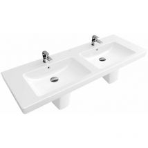 Subway 2.0 - Lavabo doppio da mobile 130x47 cm, con troppopieno e fori per miscelatore, bianco 7175D001 - Villeroy&boch