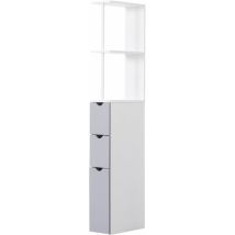 Mobiletto A Colonna Da Bagno Salvaspazio In Legno Bianco 15x33x136 Cm