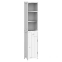 Mobiletto a colonna mdf salvaspazio per bagno 35X24X170 cm bianco