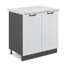 Mobile lavello cucina Fame-Line, Bianco casa di campagna, 80 cm , PL Marmo, Vicco