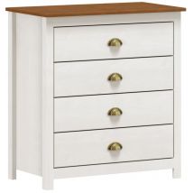 Mobiletto con cassettiera design provenzale 80x85 cm in legno bianco/noce