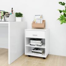 Torana - Mobiletto con Ruote Bianco 46x36x59 cm in Legno Multistrato