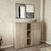 Homeness - Mobiletto credenza da interno ingresso salotto in legno con 2 ante e 12 ripiani Linea Classic - Marrone chiaro
