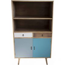 Homeness - Mobiletto in legno con 2 cassetti 2 ante e 2 ripiani 80x35xH140 cm barrio