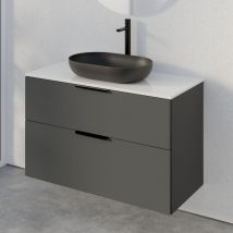 Bernstein - Mobiletto tim 100cm per lavabo da appoggio - colore selezionabile Matt anthracite (en), Nero opaco, Bianco lucido