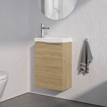 Bernstein - Mobiletto tim 40cm con lavabo - colore selezionabile Rovere grigio nebbia, Cromo