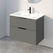 Bernstein - Mobiletto tim 80cm con lavabo - colore selezionabile Antracite opaco, 1x colonna sospesa flessibile, Nero opaco