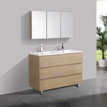 Stano. - Mobile bagno doppio lavabo verona larghezza 120 cm rovere chiaro con venatura