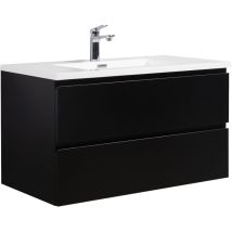 Badplaats - Mobile da bagno Angela 90cm Nero Opaco - armadio mobiletto lavabo