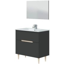 Miroytengo – Mobile bagno moderno Denver con cassettone antracite – 80 cm x 80 cm x 45 cm – Pannello truciolare melaminico – 10650