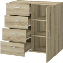 Schubladenblock 4 schubladen + 1 tür 90x41x87h cm Eiche - King Home