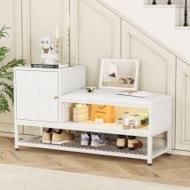 Hauss Spole - Mobili per scarpe, scarpiera a un piano, con armadietto, spazio di archiviazione, 100x38x59,7cm, bianco