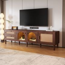 Mobili TV 180x40x50 cm, 2 cassetti, 3 ante, illuminazione a LED, molteplici spazi di stoccaggio, può ospitare una TV da 80 pollici, marrone