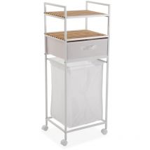 Versa Versatile Style Carrelli da cucina, Misure (H x L x L) 105,5 x 32,5 x 39,0 cm, Bambù, Metallo, Tessuto, Bianco