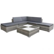 Doc&et² - Muebles de jardín muebles de exterior juego de muebles de 6 piezas con cojines de resina tejida gris 020016874