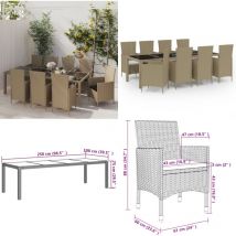 Vidaxl - Salon de jardin avec coussins 11 pcs Résine tressée Beige - Ensemble Salon De Jardin - Mobilier De Jardin - Salon De Jardin Beige - Table Et