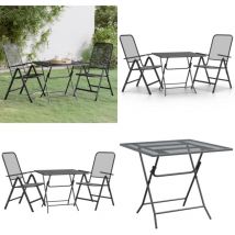 Vidaxl - Ensemble à manger de jardin 3 pcs Maille Métal Anthracite - Ensemble Salon De Jardin - Meubles De Jardin - Table De Jardin - Chaises De