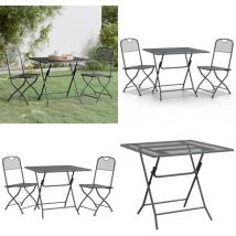 Vidaxl - Ensemble à manger de jardin 3 pcs Maille Métal Anthracite - Ensemble Salon De Jardin - Meubles De Jardin - Table Et Chaises De Jardin - Set