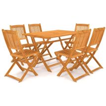Rubberskin - Inlife Mobilier À Dîner De Jardin Pliable 7 Pcs Bois D'Acacia Solide