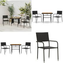 Mobilier à dîner d'extérieur 3 pcs Résine tressée Noir - Meubles De Jardin - Salon De Jardin - Ensemble De Jardin - Meubles Extérieur - Table Et
