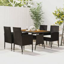 Design In - Mobilier à dîner d'extérieur 5 pcs Résine tressée Noir CFW55213