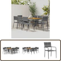 Vidaxl - Mobilier à dîner d'extérieur 9 pcs Résine tressée Gris - Meubles De Jardin - Salon De Jardin - Ensemble De Jardin - Meubles D'extérieur