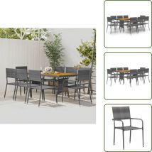 Vidaxl - Mobilier à dîner d'extérieur 9 pcs Résine tressée Gris - Meubles De Jardin - Salon De Jardin - Ensemble De Jardin - Meubles D'extérieur