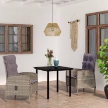 Ensemble Table Et Chaise De Jardin Salon De Jardin Avec Coussins 3 Pcs Gris Et Noir 73899