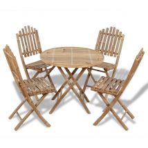 Mobilier à dîner d'extérieur pliable 5 pièces bambou