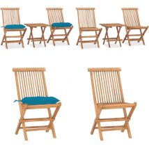 Ensemble à manger d'extérieur pliable avec coussin 3 pcs Teck - Ensemble Salon De Jardin - Mobilier De Jardin - Table Repas Extérieur - Chaise